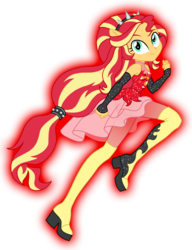 Size: 920x1200 | Tagged: safe, artist:sapphiregamgee, sunset shimmer, equestria girls, equestria girls specials, g4, my little pony equestria girls: better together, my little pony equestria girls: forgotten friendship, boots, clothes, female, fingerless gloves, gloves, hairband, leggings, looking at you, ponied up, raised eyebrow, shoes, simple background, sleeveless, smiling, solo, spiked headband, super ponied up, transparent background