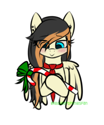 Size: 2000x2400 | Tagged: safe, artist:redheartponiesfan, oc, oc only, oc:kindny, pegasus, pony, candy, candy cane, female, food, high res, mare, necktie, simple background, solo, transparent background