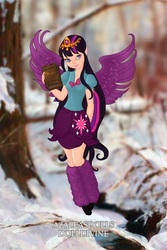 Size: 400x600 | Tagged: safe, artist:azaleasdolls, artist:user15432, twilight sparkle, alicorn, fairy, human, equestria girls, g4, barely eqg related, book, clothes, crossover, crown, dolldivine, element of magic, fairy wings, fairyized, jewelry, pixie scene maker, regalia, shoes, solo, twilight sparkle (alicorn), wings