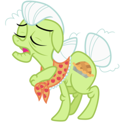 Size: 5518x5774 | Tagged: safe, artist:estories, granny smith, earth pony, pony, g4, absurd resolution, eyes closed, female, hoof on chest, mare, simple background, solo, transparent background, vector