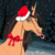 Size: 3000x3000 | Tagged: safe, artist:moonhoek, oc, oc only, oc:amiona, horse, pony, unicorn, bow, bust, candy, christmas, commission, digital art, female, food, hat, high res, hoers, holiday, looking at you, mare, portrait, ribbon, santa hat, solo, tongue out, ych result