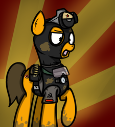 Size: 1440x1600 | Tagged: safe, artist:kippzu, pony, avatar, cyrillic, gas mask, hammer and sickle, mask, russian, soldier, weapon