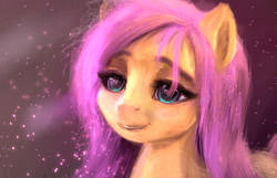 Size: 1096x704 | Tagged: safe, anonymous artist, fluttershy, pony, g4, abstract background, beautiful, bust, female, heart eyes, mare, portrait, smiling, solo, stray strand, three quarter view, wingding eyes