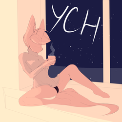 Size: 3600x3600 | Tagged: safe, artist:chapaevv, anthro, clothes, commission, female, high res, indoors, mug, panties, solo, sweater, underwear, window, your character here