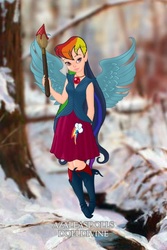 Size: 400x600 | Tagged: safe, artist:azaleasdolls, artist:user15432, rainbow dash, fairy, human, equestria girls, g4, barely eqg related, clothes, crossover, disney, disney style, dolldivine, element of loyalty, fairy wings, fairyized, jewelry, necklace, paintbrush, pixie scene maker, shoes, solo, wings