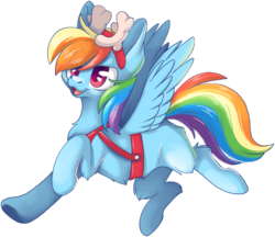 Size: 2973x2569 | Tagged: safe, artist:cutepencilcase, rainbow dash, deer, pegasus, pony, reindeer, g4, animal costume, antlers, belly fluff, chest fluff, christmas, costume, cute, dashabetes, eye clipping through hair, female, high res, holiday, leg fluff, mare, missing cutie mark, open mouth, reindeer costume, reindeer dash, simple background, solo, transparent background