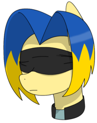 Size: 515x650 | Tagged: safe, artist:lonebigcity, oc, oc only, oc:spadok svechkar, earth pony, pony, blindfold, collar, female, mare, simple background, solo, transparent background, two toned mane