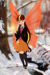Size: 400x600 | Tagged: safe, artist:azaleasdolls, artist:user15432, sunset shimmer, fairy, human, equestria girls, g4, barely eqg related, boots, clothes, crossover, disney, disney style, dolldivine, element of forgiveness, fairy wings, fairyized, high heel boots, jacket, jewelry, magic, magic aura, necklace, pixie scene maker, shoes, solo, sparkly wings, wings