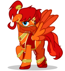 Size: 3120x3400 | Tagged: safe, artist:goldenfoxda, oc, oc only, oc:goldenfox, pegasus, pony, saddle arabian, arabic, belly dancer, belly dancer outfit, bra, bra on pony, clothes, crossdressing, flats, girly, harem, harem outfit, headdress, high res, panties, pants, ponytail, recolor, red, shackles, shoes, simple background, slippers, solo, transparent background, underwear, veil, vest