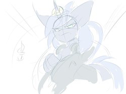 Size: 1600x1200 | Tagged: safe, artist:k_clematis, princess luna, alicorn, pony, g4, female, horn, horn ring, japanese, mare, solo, text