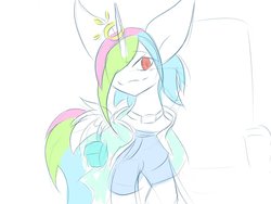 Size: 1600x1200 | Tagged: safe, artist:k_clematis, princess celestia, alicorn, pony, g4, alternate hairstyle, clothes, female, hair over one eye, horn, horn ring, mare, saddle bag, smiling, solo