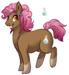 Size: 477x523 | Tagged: safe, artist:amiookamiwolf, oc, oc only, oc:party prize, earth pony, pony, coat markings, cutie mark, eyeshadow, female, glitter, hairclip, makeup, mare, offspring, parent:cheese sandwich, parent:pinkie pie, parents:cheesepie, simple background, smiling, socks (coat markings), solo, transparent background