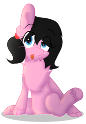 Size: 1503x2146 | Tagged: safe, artist:thatonefluffs, oc, oc only, oc:moonlight, earth pony, pony, 2020 community collab, derpibooru community collaboration, behaving like a cat, caught, chest fluff, female, fluffy, freckles, simple background, solo, tongue out, transparent background, unshorn fetlocks