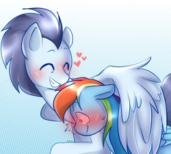 Size: 1150x1035 | Tagged: safe, artist:kairo-loves-horrorgames, artist:kairo2018, rainbow dash, soarin', pony, g4, blushing, female, heart, male, ship:soarindash, shipping, straight