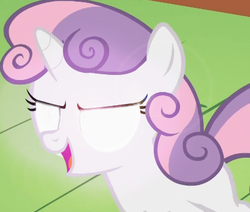 Size: 691x587 | Tagged: safe, edit, edited screencap, screencap, sweetie belle, pony, unicorn, g4, stare master, cropped, female, filly, glowing eyes