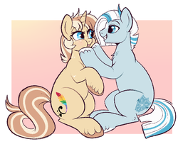 Size: 773x628 | Tagged: safe, artist:lulubell, oc, oc only, oc:frost, oc:lulubell, pony, cheek squish, chubby cheeks, frostbell, squishy cheeks