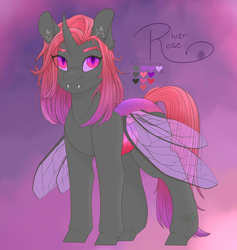 Size: 1702x1795 | Tagged: safe, artist:mint-and-love, oc, oc only, oc:river rose, oc:the imposter, changeling, changepony, hybrid, female, holeless, red changeling, reference, solo