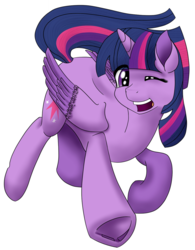 Size: 1024x1313 | Tagged: safe, artist:mindstormproductions, edit, twilight sparkle, alicorn, pony, g4, cutie mark, eye clipping through hair, female, looking at you, mare, one eye closed, redbubble, simple background, solo, twilight sparkle (alicorn), underhoof, white background