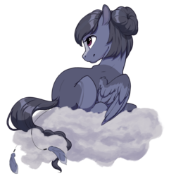 Size: 900x900 | Tagged: safe, artist:silentwulv, oc, oc only, oc:olivia, pegasus, pony, cloud, female, mare, prone, simple background, solo, transparent background