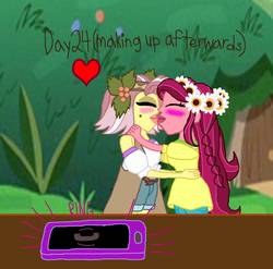 Size: 899x889 | Tagged: safe, artist:ktd1993, gloriosa daisy, vignette valencia, equestria girls, g4, 24, 30 day otp challenge, cellphone, duo, female, gloriette, kiss on the lips, kissing, lesbian, making out, phone, shipping, vibrating