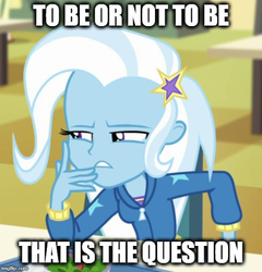 Size: 500x520 | Tagged: safe, edit, edited screencap, screencap, trixie, equestria girls, equestria girls specials, g4, my little pony equestria girls: better together, my little pony equestria girls: forgotten friendship, caption, cropped, female, hamlet, solo