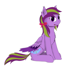 Size: 2000x1800 | Tagged: safe, artist:thekamko, derpibooru exclusive, oc, oc only, oc:ivyrose, pegasus, pony, 2020 community collab, derpibooru community collaboration, bow, female, looking at you, sitting, smiling, solo, transparent background