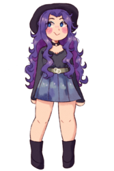 Size: 900x1351 | Tagged: safe, artist:mochietti, rarity, human, g4, beautiful, belt, boots, choker, clothes, cute, doodle, female, hat, humanized, miniskirt, moe, pleated skirt, raribetes, shoes, simple background, skirt, solo, transparent background