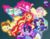 Size: 2000x1572 | Tagged: safe, artist:sapphiregamgee, applejack, fluttershy, pinkie pie, rainbow dash, rarity, sci-twi, sunset shimmer, twilight sparkle, cheer you on, equestria girls, equestria girls series, forgotten friendship, g4, spoiler:eqg series (season 2), applejack's hat, armpits, boots, cape, clothes, cowboy hat, equestria girls logo, fingerless gloves, glasses, gloves, gorget, hat, humane five, humane seven, humane six, jewelry, long gloves, open mouth, open smile, ponied up, raised eyebrow, shoes, sleeveless, smiling, super ponied up, team