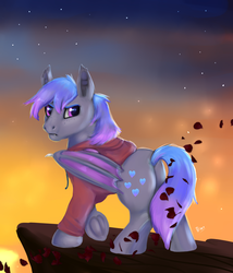 Size: 3000x3500 | Tagged: safe, artist:tehtigress, oc, oc only, oc:grey, bat pony, pony, clothes, fire, heart, high res, hoodie, looking at you, solo