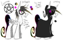 Size: 1400x888 | Tagged: safe, artist:didun850, oc, oc only, oc:lustrum, earth pony, pony, chest fluff, cloak, clothes, earth pony oc, glowing eyes, male, pentagram, reference sheet, simple background, stallion, white background