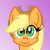 Size: 50x50 | Tagged: safe, artist:auroraswirls, applejack, earth pony, pony, g4, animated, bouncing, bust, female, gif, gradient background, hat, mare, pixel art, smiling, solo
