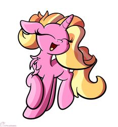 Size: 1280x1372 | Tagged: dead source, safe, artist:php142, luster dawn, pony, g4, the last problem, chest fluff, cute, eyes closed, female, happy, lusterbetes, simple background, solo, white background