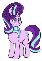 Size: 1414x2048 | Tagged: safe, artist:phutashi, starlight glimmer, pony, unicorn, g4, clothes, eyebrows, female, mare, scarf, simple background, smiling, solo, white background