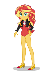 Size: 600x900 | Tagged: safe, sunset shimmer, equestria girls, g4, bowtie, clothes, gif, high heels, jacket, leotard, non-animated gif, shoes, simple background, solo, vector