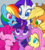 Size: 4500x5000 | Tagged: safe, artist:mn27, applejack, fluttershy, pinkie pie, rainbow dash, rarity, twilight sparkle, alicorn, earth pony, pegasus, pony, unicorn, g4, bust, cute, female, gray background, looking at each other, mane six, mare, no pupils, one eye closed, open mouth, portrait, simple background, smiling, twilight sparkle (alicorn), wink