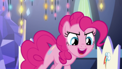 Size: 1920x1080 | Tagged: safe, screencap, pinkie pie, earth pony, pony, g4, the last laugh, female, mare, open mouth, smiling, solo