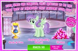 Size: 1029x676 | Tagged: safe, gameloft, violet twirl, pegasus, pony, g4, advertisement, costs real money, friendship student, gem, sale, sands of time