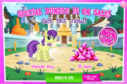 Size: 1033x684 | Tagged: safe, gameloft, earth pony, pony, g4, my little pony: magic princess, advertisement, costs real money, female, gem, mare, sale, solo, violinist pony