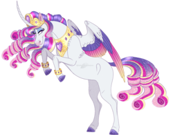 Size: 1177x919 | Tagged: safe, artist:bijutsuyoukai, oc, oc only, alicorn, pony, colored wings, female, magical lesbian spawn, mare, multicolored wings, offspring, parent:princess cadance, parent:rarity, parents:raridance, rearing, solo, wings