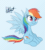 Size: 1000x1111 | Tagged: dead source, safe, artist:livehotsun, rainbow dash, pegasus, pony, g4, animated, behaving like a dog, blinking, blue background, cute, daaaaaaaaaaaw, dashabetes, eye, eye shimmer, featured image, female, gif, happy, hnnng, livehotsun is trying to murder us, looking at you, mare, signature, simple background, sitting, smiling, solo, spread wings, sweet dreams fuel, tail, tail whip, twitchy tail, wings