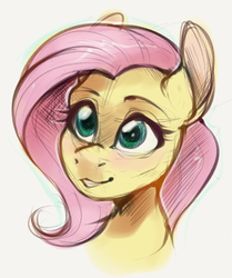 Size: 1395x1672 | Tagged: safe, artist:meowcephei, fluttershy, pony, g4, bust, female, mare, portrait, simple background, sketch, smiling, solo, three quarter view, white background