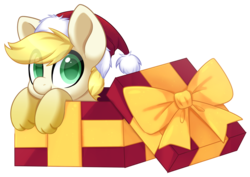 Size: 3828x2716 | Tagged: source needed, useless source url, safe, alternate character, alternate version, artist:scarlet-spectrum, part of a set, oc, oc only, oc:exist, griffequus, original species, pony, box, christmas, cute, hat, high res, holiday, paws, pony in a box, present, santa hat, simple background, soft, transparent background, ych result