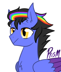 Size: 400x467 | Tagged: safe, artist:jagga-chan, oc, oc only, oc:prism, pegasus, pony, male, multicolored hair, rainbow hair, simple background, solo, stallion, transparent background
