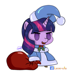 Size: 800x834 | Tagged: safe, artist:lechu-zaz, twilight sparkle, pony, unicorn, g4, christmas, fate/grand order, hat, holiday, padoru, santa hat, simple background, transparent background