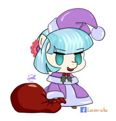 Size: 800x834 | Tagged: safe, artist:lechu-zaz, coco pommel, earth pony, pony, g4, christmas, fate/grand order, hat, holiday, padoru, santa hat, simple background, transparent background