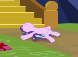 Size: 453x332 | Tagged: safe, screencap, starlight glimmer, pony, unicorn, g4, the last problem, cropped, female, lying down, mare, nose in the air, solo