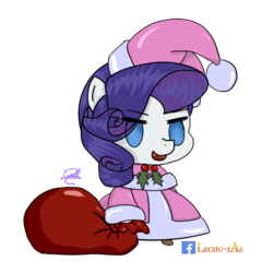 Size: 800x834 | Tagged: safe, artist:lechu-zaz, rarity, pony, unicorn, g4, christmas, fate/grand order, hat, holiday, padoru, santa hat, simple background, solo, transparent background