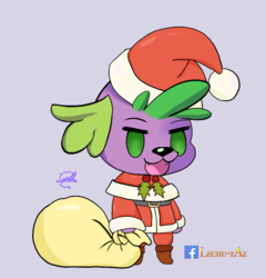 Size: 800x834 | Tagged: safe, artist:lechu-zaz, spike, dog, equestria girls, g4, christmas, fate/grand order, hat, holiday, padoru, santa hat, spike the dog