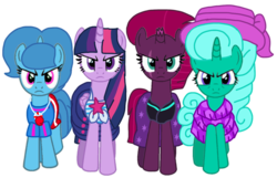 Size: 1475x947 | Tagged: safe, artist:徐詩珮, fizzlepop berrytwist, glitter drops, spring rain, tempest shadow, twilight sparkle, alicorn, pony, unicorn, series:sprglitemplight diary, series:sprglitemplight life jacket days, series:springshadowdrops diary, series:springshadowdrops life jacket days, g4, alternate universe, base used, bisexual, broken horn, clothes, cute, equestria girls outfit, female, glitterbetes, hat, horn, lesbian, lifeguard, lifeguard spring rain, polyamory, ship:glitterlight, ship:glittershadow, ship:sprglitemplight, ship:springdrops, ship:springlight, ship:springshadow, ship:springshadowdrops, ship:tempestlight, shipping, simple background, springbetes, swimsuit, tempestbetes, transparent background, twiabetes, twilight sparkle (alicorn)