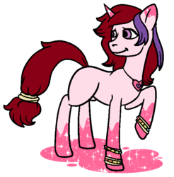 Size: 636x646 | Tagged: safe, artist:dragonflyfire8, artist:ponebox, oc, oc only, pony, unicorn, collaboration, glitter, horn, jewelry, looking back, necklace, raised hoof, simple background, solo, transparent background, unicorn oc